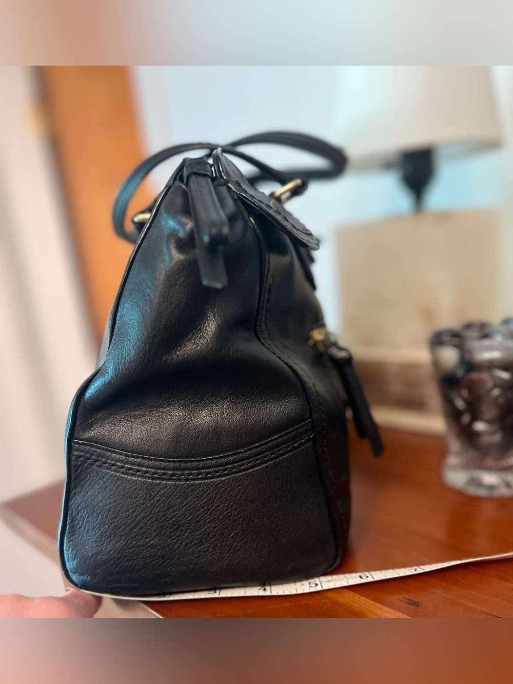 Coach Black Smooth Leather Double Handled Bag Purse - Picture 4 of 9